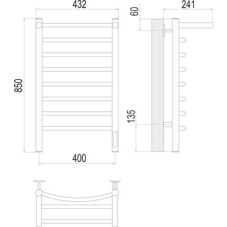 Полотенцесушитель электрический Terminus 4670078531407 45х85 хром
