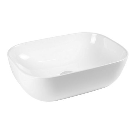 Раковина из сантехнического фарфора Bond Cube S54-450 50х30 накладная цвет белый без отверстий под смеситель