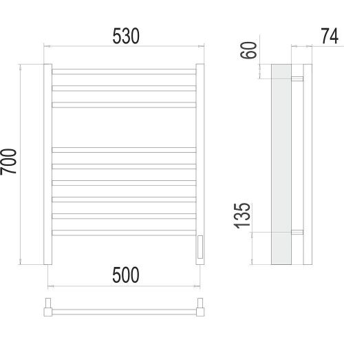Полотенцесушитель Terminus 4670078526311 53х70 электрический хром - фото 3