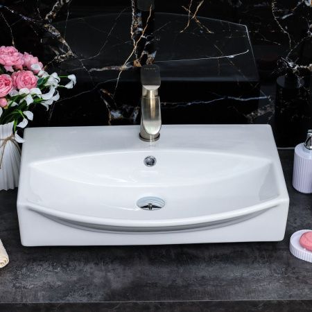 Раковина из сантехнического фарфора Melana 78014D-805 60х50 подвесная цвет белый 1 отверстие под смеситель