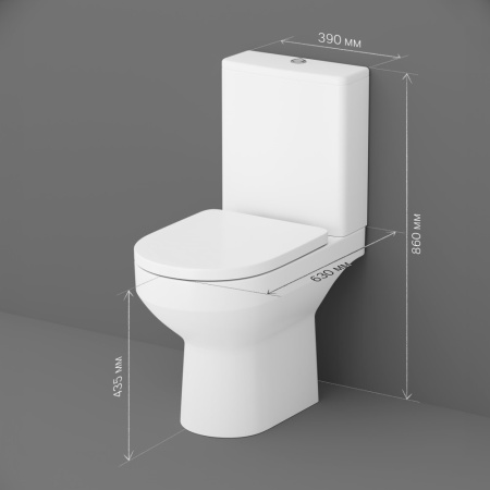 Унитаз напольный с бачком Am.Pm Spirit V2.0 C708600WH белый глянцевый без сиденья безободковый каскадный смыв