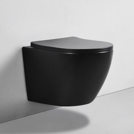 Унитаз подвесной Bond Oval F01-108 черный с сиденьем микролифт безободковый душевой смыв