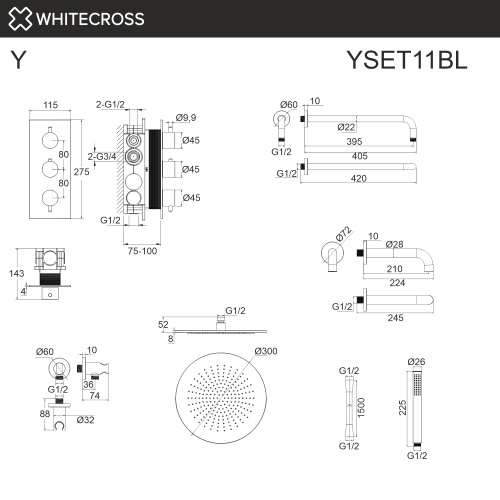 Душевая система Whitecross Y black YSET11BL встраиваемая - фото 2