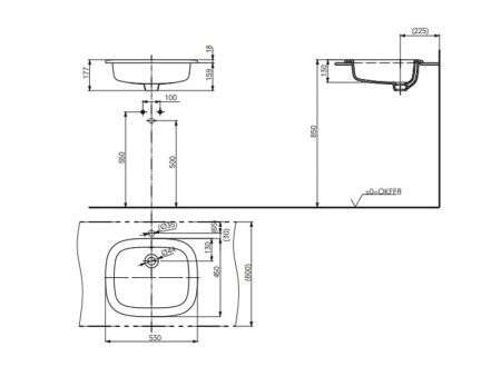 Раковина из сантехнического фаянса Toto LW763Y 50х50 встраиваемая цвет белый