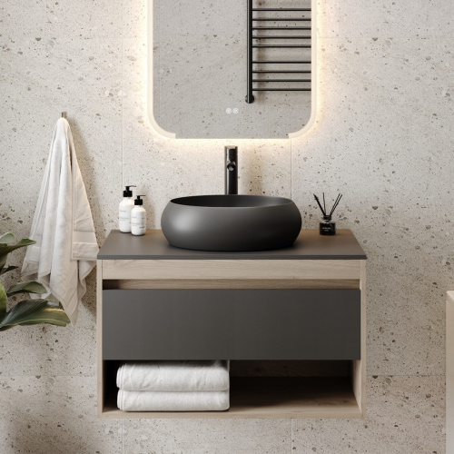 Раковина из сантехнического фарфора Teymi Laina T51302 49х34 накладная цвет черный матовый - фото 3
