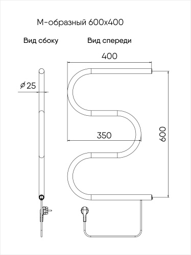 Полотенцесушитель Indigo М ME60-40 40х63 электрический хром - фото 5
