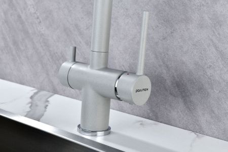 Смеситель для кухни Paulmark SERPENTINE Se213222-GRS на мойку серый