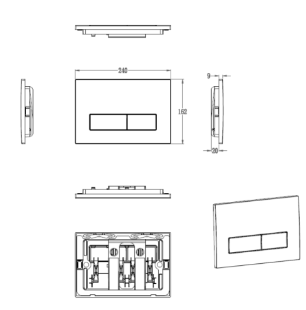 Клавиша смыва механическая Wonzon & Woghand WW-IB224-BGM цвет серый