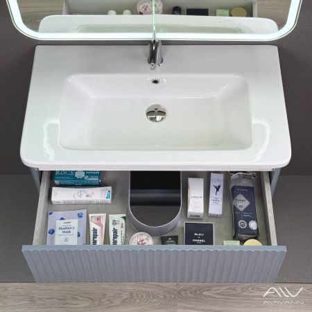 Тумба с раковиной Alavann Wave ALV1113000 80х50 подвесная цвет серый