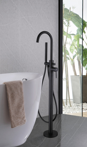 Смеситель Abber Wasser Kreis AF8115BN напольный черный - фото 2