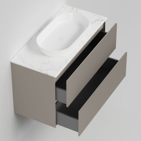 Тумба со столешницей La Fenice TERRA TWIN NFNC-01-TER-C-100-2-3-GG 100х50 подвесная цвет бежевый