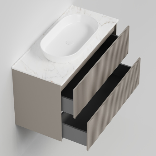 Тумба со столешницей La Fenice TERRA TWIN NFNC-01-TER-C-100-2-3-GG 102х62х47 подвесная цвет бежевый - фото 2