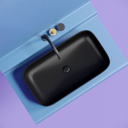 Раковина из сантехнического фарфора Ceramica Nova ELEMENT CN6054MB 70х40 накладная цвет черный без отверстий под смеситель
