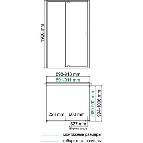 Душевой уголок Wasserkraft Aula 11P 11P18 100х90 стекло прозрачное профиль хром без поддона - фото 4