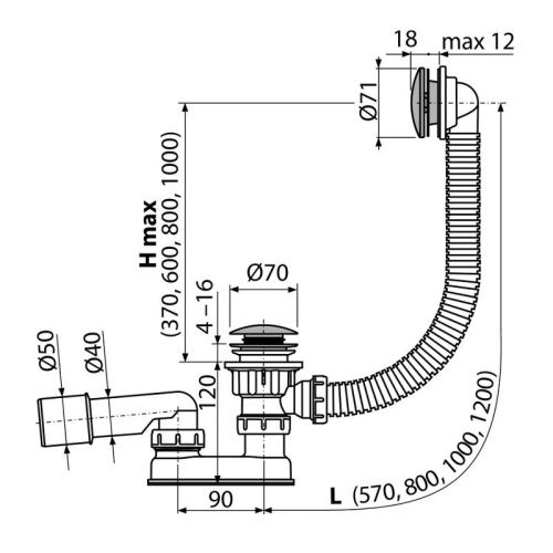 Слив-перелив Alcadrain A504CKM хром - фото 2
