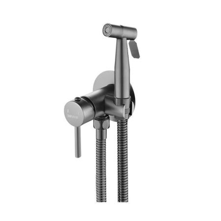 Гигиенический душ со смесителем Shevanik S147T оружейная сталь