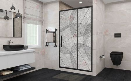 Душевая дверь AvaCan FB140MT 160х195 стекло матовое профиль черный