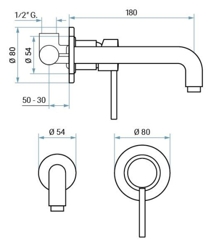 Смесители Emmevi Piper 45055/NEO встраиваемый в стену черный матовый - фото 2