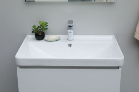 Раковина керамическая Aquanet Ирис 00301804 70х50 полувстраиваемая цвет белый 1 отверстие под смеситель