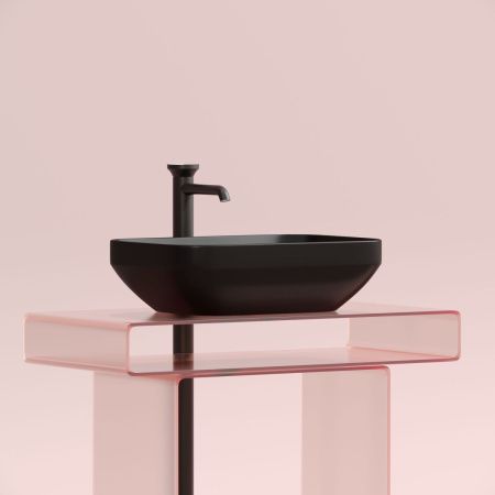 Раковина из сантехнического фарфора Ceramica Nova ELEMENT CN6055MB 50х40 накладная цвет черный без отверстий под смеситель