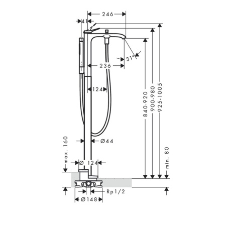 Смеситель для ванны и душа Hansgrohe Vivenis 75445670 напольный черный