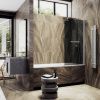 Душевая шторка на ванну Maybah Glass MGV-785-5 70х140 стекло тонированное профиль хром ориентация универсальная