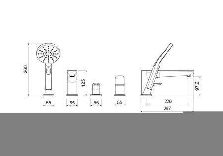 Смеситель Aquatek БЕТТА AQ1148CR на борт ванны хром