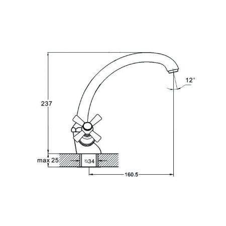 Смеситель для кухни G.Lauf QMT QMT4-B722 на столешницу хром