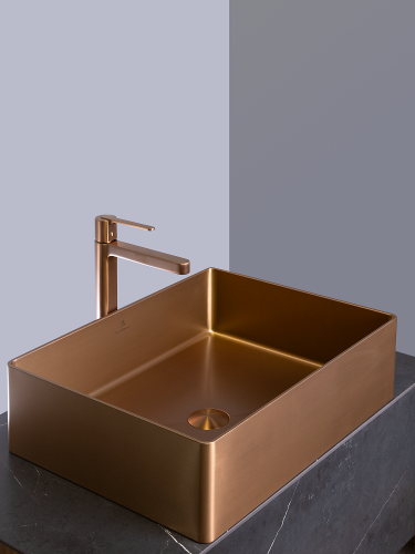 Раковина из нержавеющей стали AltroBagno Accordo AltroBagnoAccordo001011RaSp 50х40 накладная цвет медь матовая - фото 3