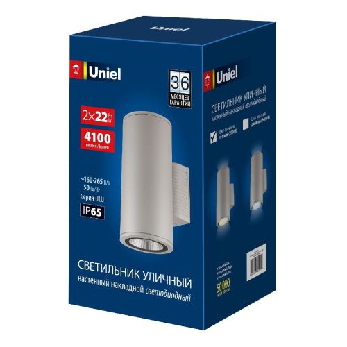 Уличный настенный светильник Uniel ULU-S22D-2x22W/2700K IP65 LIGHT GREY - фото 2