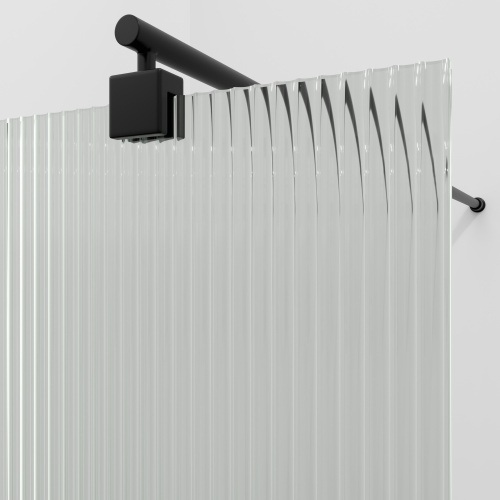 Душевая перегородка WasserKRAFT Rur 30W 30W39MB-FL 90х200 стекло рифленое профиль черный матовый - фото 2