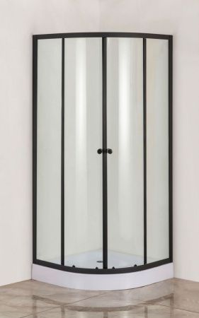 Душевой уголок Orange E01-090TB 90х90 стекло прозрачное профиль черный с поддоном