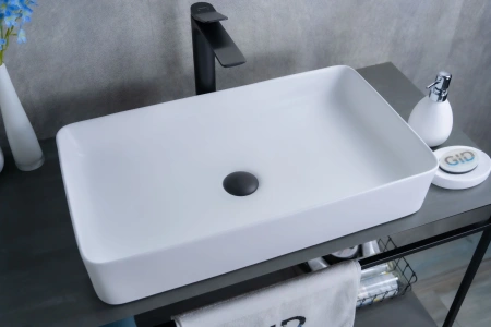 Раковина керамическая Gid Geométrico 51189 60х30 накладная цвет белый без отверстий под смеситель