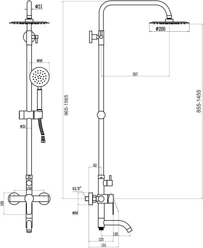 Душевая стойка Fmark FS8245 настенная цвет сатин - фото 3