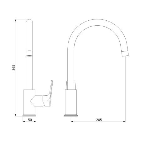 Смеситель для кухни Damixa Origin Balance 790720000 на мойку черный/хром