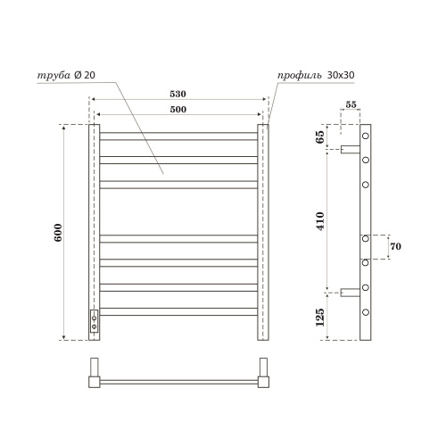 Полотенцесушитель Point Веста PN70756GR электрический графит - фото 2