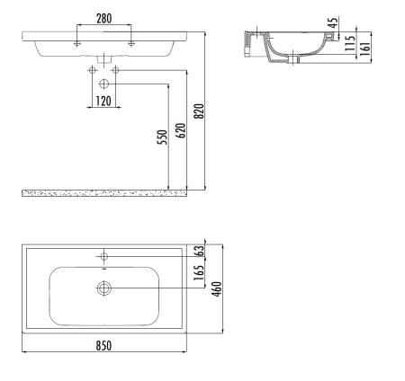Раковина из сантехнического фарфора Creavit Obi OB085-00CB00E-0000 90х50 накладная цвет белый