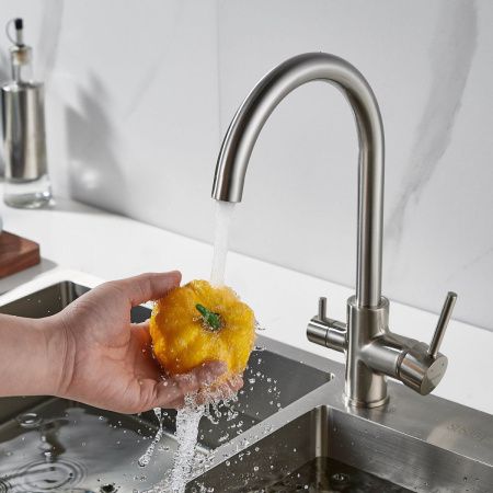 Смеситель для кухни Shevanik S128L на мойку сатин