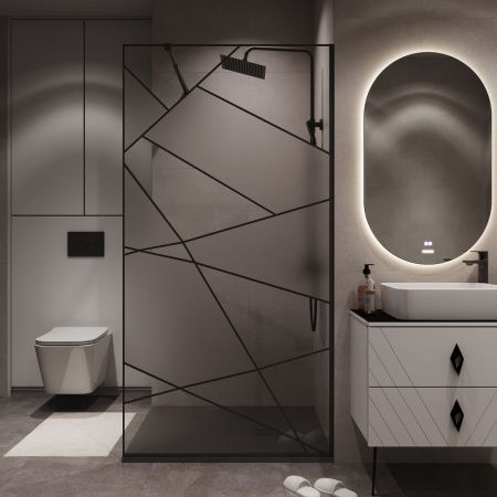 Душевая перегородка Niagara Nova NG-680-12BLACK 120х195 стекло с рисунком профиль черный