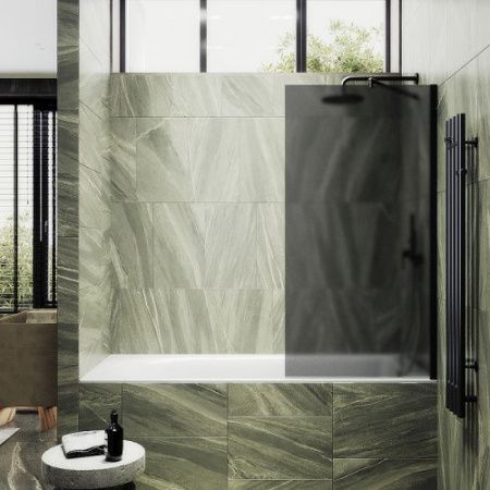 Душевая шторка на ванну Maybah Glass MGV-88-6ш 80х140 стекло тонированное профиль черный ориентация универсальная