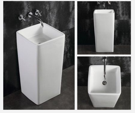 Раковина из санфаянса CeramaLux P7005 40х40 напольная цвет белый