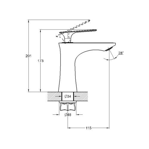 Смеситель G.Lauf LOT LOT1-A010YB на раковину черный/хром - фото 3