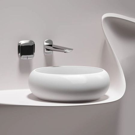 Раковина из сантехнического фарфора Ceramica Nova ELEMENT CN6050MW 40х40 накладная цвет белый без отверстий под смеситель