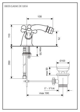 Смеситель Emmevi Deco Classic 12014/CR на биде хром
