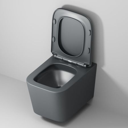 Унитаз подвесной Grossman Торнадо GR-4404GMSQ серый с сиденьем микролифт безободковый смыв торнадо