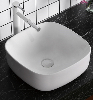 Раковина из сантехнического фарфора Cerutti SPA CR0010 43х43 накладная цвет белый без отверстий под смеситель