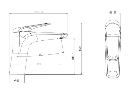 Смеситель Wonzon & Woghand WW-A41222-CR на раковину/столешницу хром