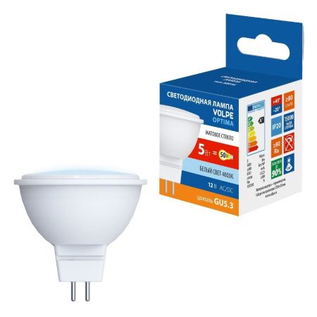 Лампа светодиодная Volpe Optima (Оптима) LED-MR16-5W/4000K/GU5.3/FR/SLS
