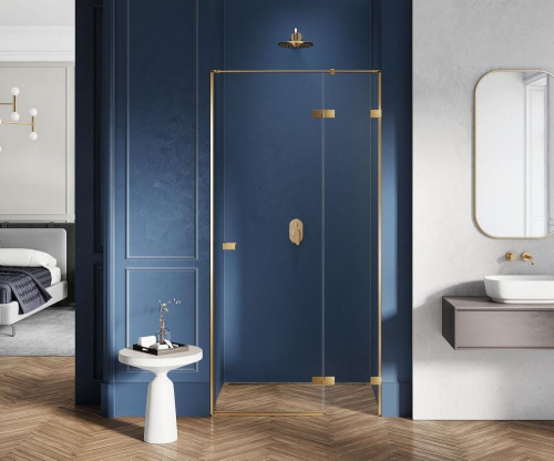 Душевая дверь New Trendy AVEXA GOLD BRUSHED EXK-1717 90х200 стекло прозрачное профиль золото брашированное - фото 2