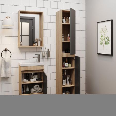 Шкаф-пенал Onika Милтон 403078 30х190 напольный цвет серый/бежевый